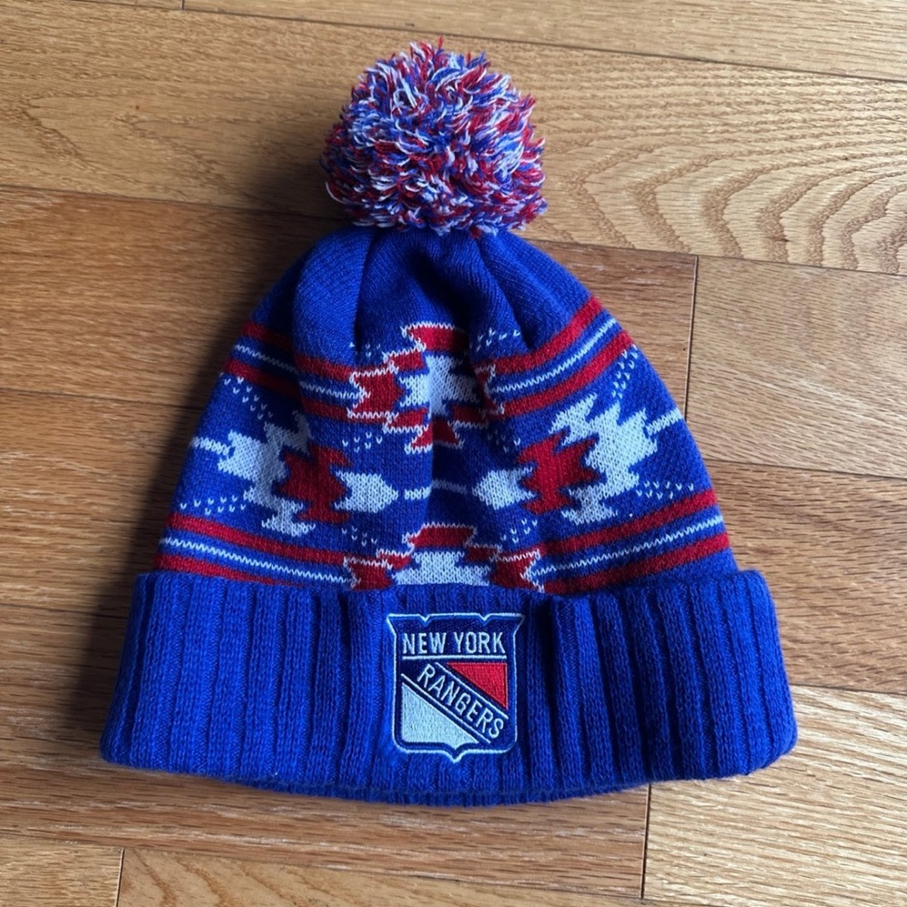 New York Rangers Pom-Pom Beanie - Blue and Red